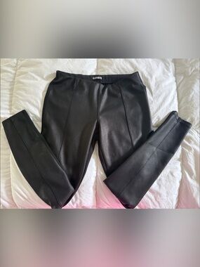 Express Black Faux Leather Jacket - Minimal Seamed Design